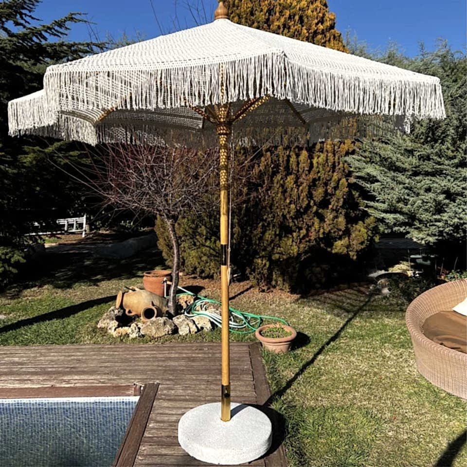 2.5 Mt Ahşap Makrome Bahçe Şemsiyesi