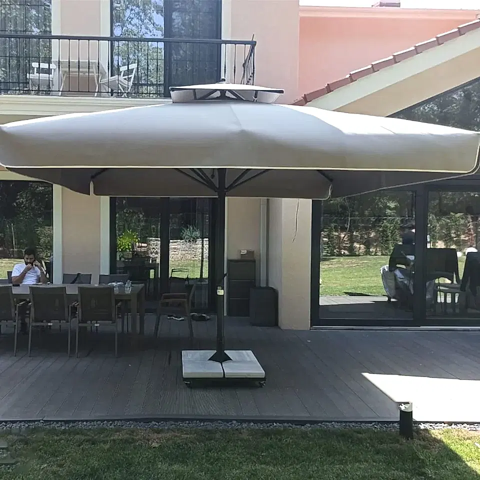 3,5x3,5 Teleskopik Eko Model Şemsiye Saçaklı Polyester Dokuma Bordo